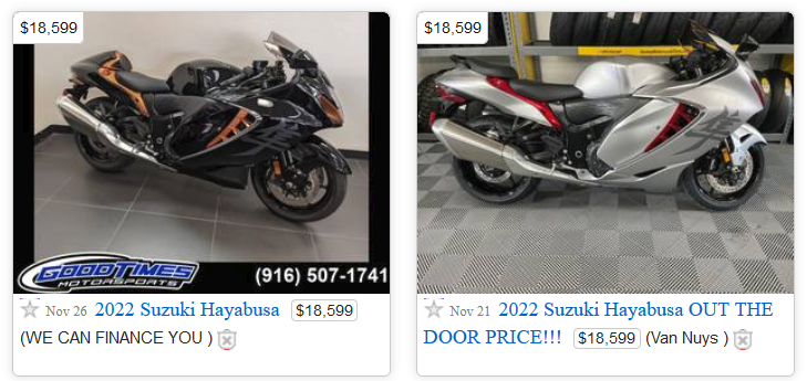 Predictions for cost of 1 year old 2022 Hayabusa Gen 3 Busa Information Hayabusa Owners Group