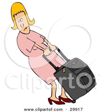 29917-Blond-White-Woman-In-A-Pink-Dress-Pulling-Her-Heavy-Rolling-Luggage.jpg