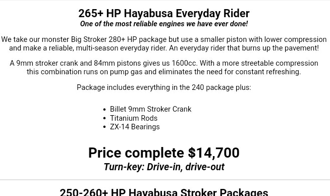 Hayabusa deals 1600cc price