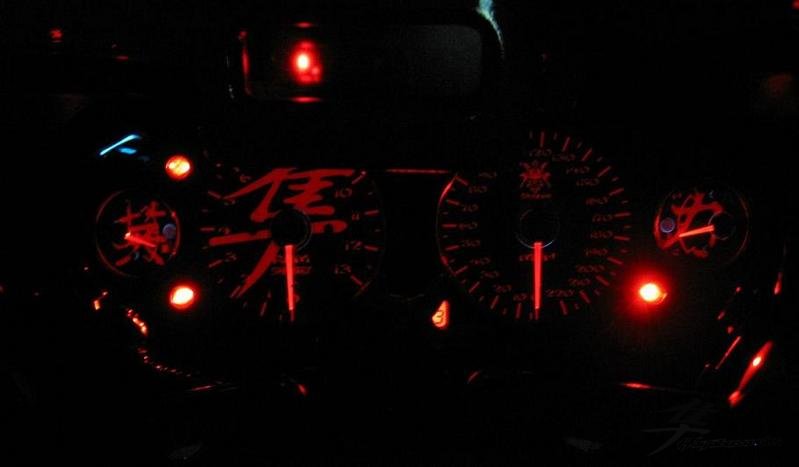 Post-11-11527-8 Bluegauges Bright Needles  Red High Beam  Red Neutral  And Red Directionals